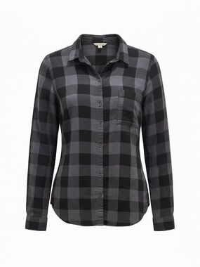 Gap Plaid Flannel Shirt Gray Black Cabin Core Button Up M